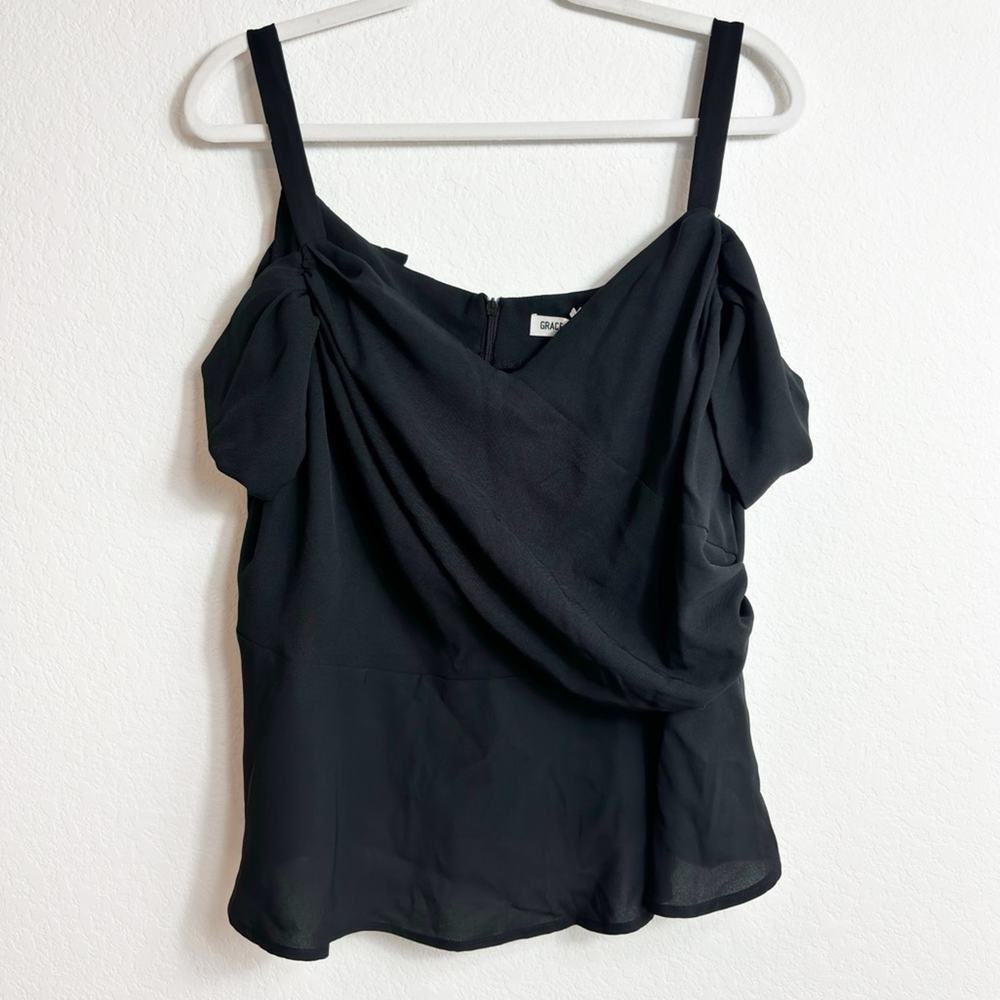 GRACE KARIN BLACK OPEN SHOULDER WOMEN BLOUSE SIZE 2XL BRAND NEW WITH TAGS